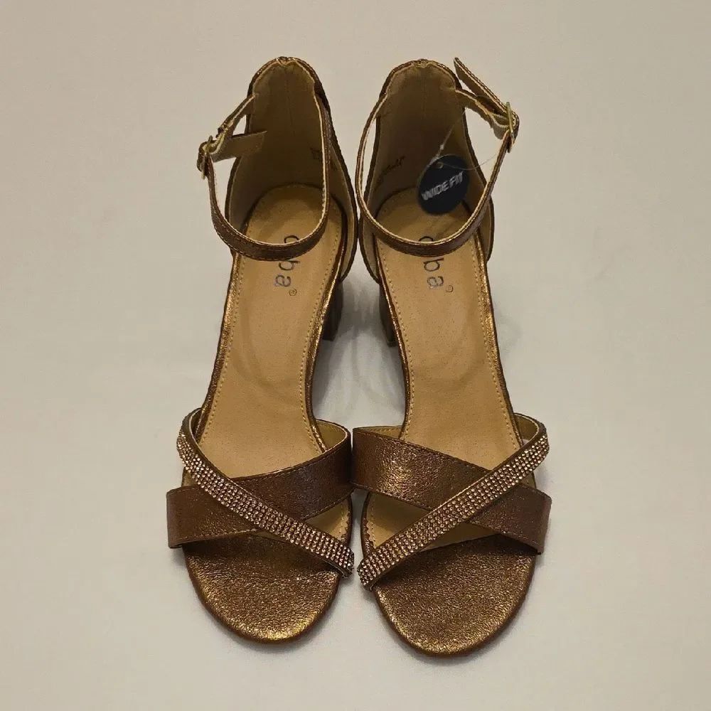 BRAND NEW DIBA LEATHER HEELS with CRISSCROSS STRAS SANDAL R3
